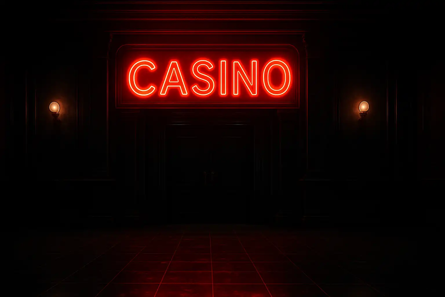 Dark red neon sign reading Fatbets above a casino entrance